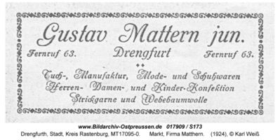 Drengfurth, Stadt, Kreis Rastenburg Marktplatz 21