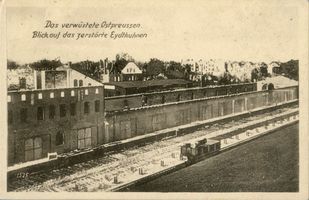 Eydtkau, Kreis Ebenrode Eydtkuhnen, Teilansicht, Zerstörungen II Eydtkuhnen, 1. Weltkrieg