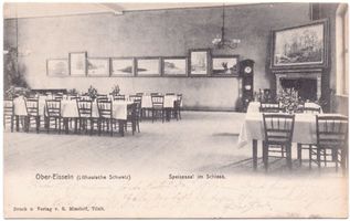 Obereißeln, Kreis Tilsit-Ragnit Obereißeln, Speisesaal im Schloß Оберайсельн, столовый зал в замке