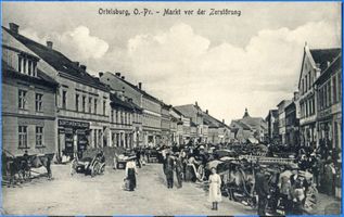 Ortelsburg, Stadt, Kreis Ortelsburg Ortelsburg, Markt vor der Zerstörung 