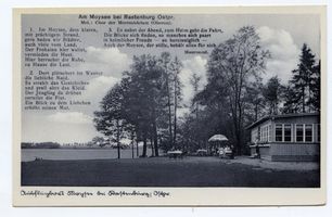 Görlitz Kr. Rastenburg, Gut, Kurhaus und Bahnstation, Kreis Rastenburg Görlitz, Moysee, Postkarte mit Gedicht II 