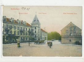 Eydtkau, Kreis Ebenrode Eydtkuhnen, Markt mit Hotels, II Eydtkuhnen, Marktplatz