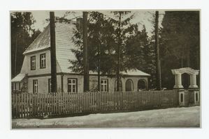 Metgethen, Ort und Bahnstation, Stadtkreis Königsberg Kronprinzenweg 16 Metgethen, Kronprinzenweg 16, Kyffhäuser-Erholungsheim Metgethen, Häuser früher und heute