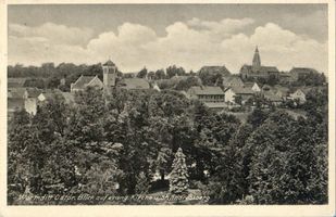 Wormditt, Kreis Braunsberg Wormditt, Blick auf evang. Kirche und St. Andreasberg Вормдитт, вид на евангелическую церковь и Св. Андреасберг