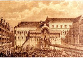 Königsberg (Pr.), Stadtkreis Königsberg Königsberg (Pr.), Krönung Kaiser Wilhelm, Holzstich Königsberg, Schloß