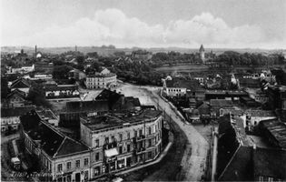Tilsit, Stadt, Stadtkreis Tilsit Tilsit, Blick von der Deutschen Kirche auf die Dammstraße IV Тильзит, вид с Немецкой церкви на Даммштрассе, IV
