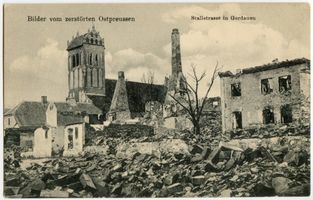 Gerdauen, Stadt und Bahnstation, Kreis Gerdauen Stallstraße Gerdauen, Stallstraße, Zerstörungen Erster Weltkrieg