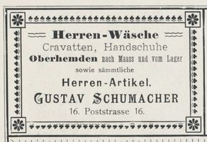 Königsberg (Pr.), Stadtkreis Königsberg Poststraße 16 Königsberg (Pr.), Poststraße, Herren-Wäsche, Gustav Schumacher Königsberg, Anzeigen