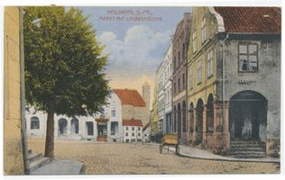 Heilsberg Kr. Heilsberg, Stadt, Kreis Heilsberg Heilsberg Kr. Heilsberg, Markt mit Laubenhäuser Heilsberg, Markt