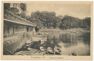 Königsberg (Pr.), Stadtkreis Königsberg Königsberg , Partie am Schlossteich, Bootanlegestelle Königsberg, Schloßteich