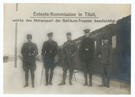 Tilsit, Stadt, Stadtkreis Tilsit Tilsit, Entente-Kommission in Tilsit, welche den Abtransport der Baltikum-Truppen beaufsichtigt Tilsit, Erster Weltkrieg, russische Besetzung und Befreiung 1914