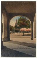 Ebenrode, Stadt, Kreis Ebenrode Stallupönen, Kleiner Markt, Durchblick auf die Kirche 
