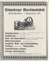 Königsberg (Pr.), Stadtkreis Königsberg Königsberg (Pr.), Königsberger Maschinenfabrik Königsberg, Anzeigen