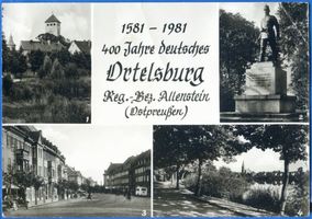 Ortelsburg, Stadt, Kreis Ortelsburg Ortelsburg, Rathaus, Denkmal, Marktstraße, Haussee Ortelsburg, Haussee