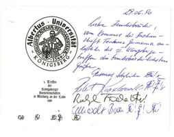 Königsberg (Pr.), Stadtkreis Königsberg Königsberg (Pr.), Karte des Königsberger Burschenschafter-Treffens in Marburg Königsberg, Studentenverbindungen, Korporationen