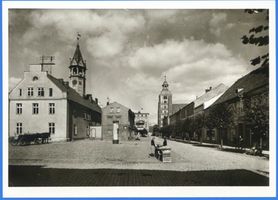 Wartenburg Kr. Allenstein, Stadt, Kreis Allenstein Wartenburg Kr. Allenstein, Marktplatz mit Rathaus und Kirche Allenstein, Altes Rathaus