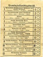  Ganz Ostpreußen, Wahlzettel zur Provinziallandtagswahl am 29.11.1925 