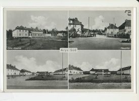 Schlagakrug, Kreis Johannisburg Schlagakrug (Arys-Süd), Offizierskasino, Haupttor, 2x Kasernengelände Arys, Militärische Einrichtungen