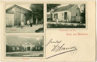 Mollehnen, Kreis Samland Mollehnen, Bahnhof, Chauseehaus und Post, Gutshaus 
