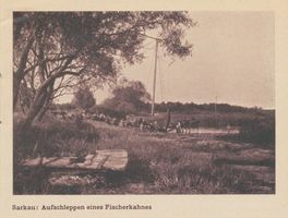 Sarkau, Kreis Samland Sarkau, Aufschleppen eines Fischerkahnes 
