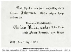 Tilsit, Stadt, Stadtkreis Tilsit Grabenstraße 7  Bobrowski, Johannes (Lyriker)