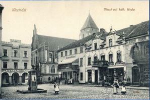 Wormditt, Kreis Braunsberg Wormditt, Markt mit Kath. Kirche II Вормдитт, рыночная площадь с католической церковью, II
