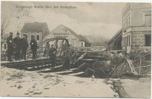 Ebenrode, Stadt, Kreis Ebenrode Stallupönen, Zersprengte Brücke über den Goldapfluß 