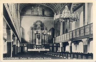 Neidenburg, Stadt, Kreis Neidenburg Neidenburg, Evangelische Kirche, Innenansicht Найденбург, евангелическая церковь, вид интерьера