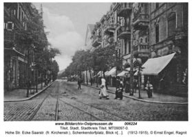 Tilsit, Stadt, Stadtkreis Tilsit Hohe Straße  Tilsit, Hohe Str. zwischen Wasserstr. und Saarstr. (fr. Kirchenstr.), südlicher Teil (Nr. 74-81)