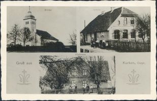 Kurken, Ort, Kreis Osterode Kurken, Kirche, Schule und Pfarrhaus 