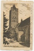 Riesenburg, Kreis Rosenberg Riesenburg, Evangelische Kirche, Radierung Ризенбург, евангелическая церковь, офорт