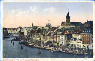 Königsberg (Pr.), Stadtkreis Königsberg Königsberg (Pr.), Am Pregel mit Fischmarkt - col Кёнигсберг (Пр.), на Прегеле с Рыбным рынком — цветн.