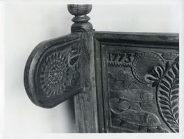 Marienwerder, Stadt, Kreis Marienwerder Marienwerder, Museum, Schulzenstuhl aus Tiegenhof Alltagskunst und Gebrauchsgegenstände in Ostpreußen
