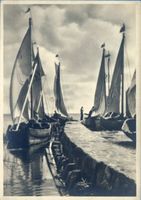 Nidden, Kreis Memel Nidden, Fischerboote im Hafen V Nidden, Kurenkähne im Hafen und am Haffstrand