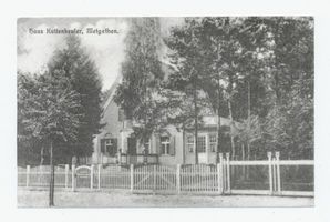 Metgethen, Ort und Bahnstation, Stadtkreis Königsberg Adolf-Hitler-Weg 25 Metgethen, Adolf-Hitler-Weg, Haus Kuttenkeuler Metgethen, Häuser früher und heute