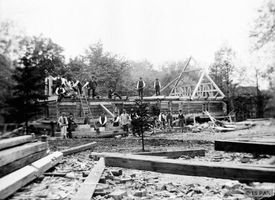 Königsberg (Pr.), Stadtkreis Königsberg Königsberg, Freilichtmuseum der Provinz Ostpreußen, Bauernhaus aus Bordehnen (Kr. Pr. Holland) im Bau Кёнигсберг, музей под открытым небом провинции Восточная Пруссия, крестьянский дом из Борденена (р-н Прейсиш-Голланд) в процессе строительства