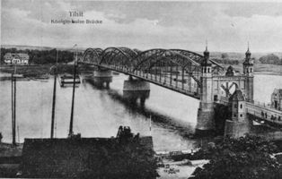 Tilsit, Stadt, Stadtkreis Tilsit Tilsit, Luisen-Brücke, Blick vom Turm der Deutschen Kirche IV Тильзит, мост Луизы, вид с башни Немецкой церкви, IV
