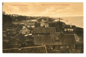 Schwarzort, Kreis Memel Schwarzort, Blick auf das Dorf mit Landungssteg 