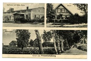 Friedrichsberg Kr. Angerapp, Kreis Angerapp Friedrichsberg Kr. Angerapp, Gasthaus, Schule, Dorfansicht 