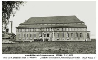 Tilsit, Stadt, Stadtkreis Tilsit  Tilsit, Zellstoff-Fabrik auf der Mühleninsel