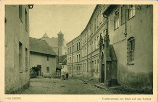 Heilsberg Kr. Heilsberg, Stadt, Kreis Heilsberg Heilsberg Kr. Heilsberg, Klosterstraße mit Blick zum Schloß III Heilsberg, Schloß