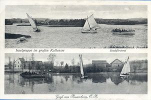 Passenheim, Stadt, Kreis Ortelsburg Passenheim, Inselgruppe im großen Kalbensee; Stadtförsterei 