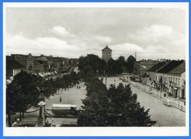 Lötzen, Stadt, Kreis Lötzen Lötzen, Marktplatz mit Kirche IV Лётцен, рыночная площадь с церковью, IV