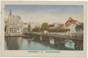 Königsberg (Pr.), Stadtkreis Königsberg Königsberg, Schloßteichbrücke in Richtung Stadthalle Кёнигсберг, мост через Замковый пруд в сторону Штадтхалле