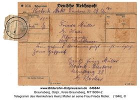 Braunsberg Kr. Braunsberg, Kreis Braunsberg  Flucht und Vertreibung 1944-1956
