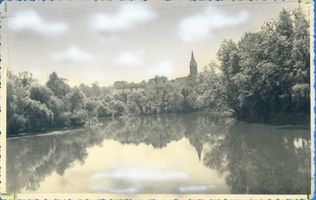 Ragnit, Kreis Tilsit-Ragnit Ragnit, Großer Mühlenteich und ev. Kirche III Рагнит, Большой мельничный пруд и евангелическая церковь, III