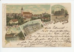Heilsberg Kr. Heilsberg, Stadt, Kreis Heilsberg Heilsberg Kr. Heilsberg, Schloss, Kreishaus, Ev. Kirche, Ortsansicht 