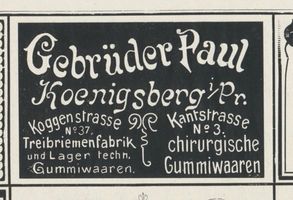 Königsberg (Pr.), Stadtkreis Königsberg Koggenstraße Königsberg (Pr.), Koggenstraße, Treibriemenfabrik, Gebrüder Paul Königsberg, Anzeigen