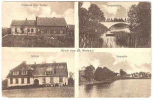Herzogshöhe, Kreis Treuburg Klein Oletzko, Gasthaus, Leegabrücke, Schule, Seepartie 