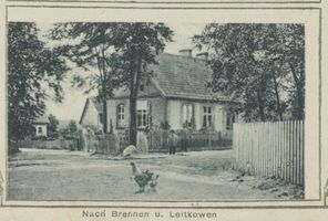 Großrosen, Kreis Johannisburg Groß Rosinsko Kr. Johannisburg, Straßengabelung nach Brennen und Leitkowen 